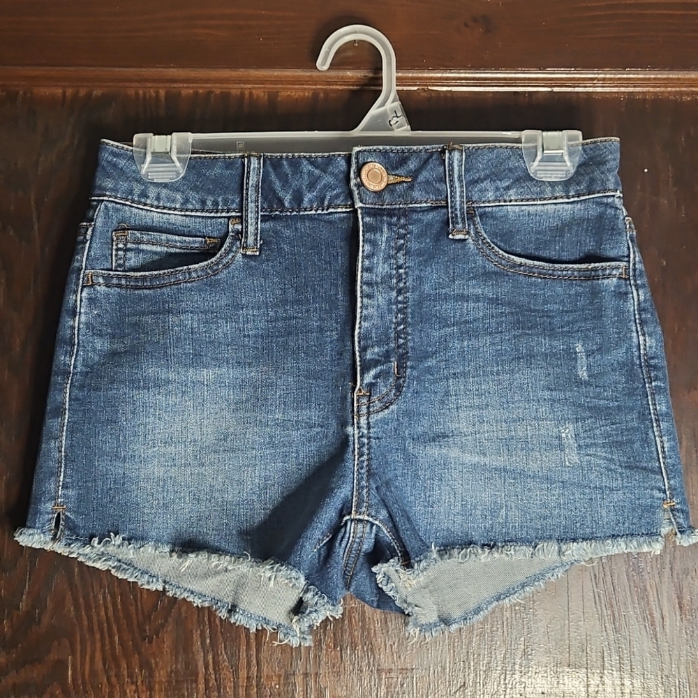 SO Favorite High-Rise Denim Cut-Off Shortie Shorts - Size 5